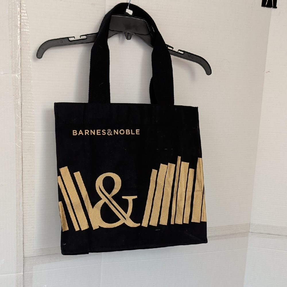 Barnes & Noble Black and Gold Canvas Book  Grocery Tote Vacation Roomy Chic